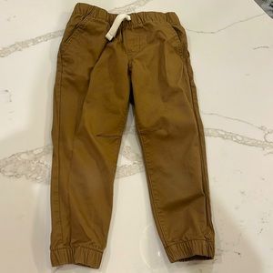 Toddler boys khaki brown pants with elastic ankle cuff